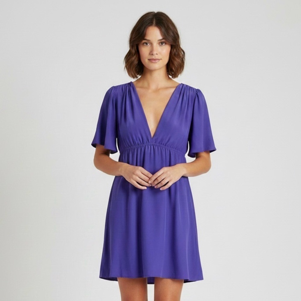 Amanda Uprichard Blue Silk Babydoll Mini Dress - Medium